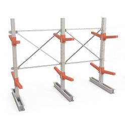 Двухсекционный двухсторонний консольный стеллаж с 2 уровнями консолей